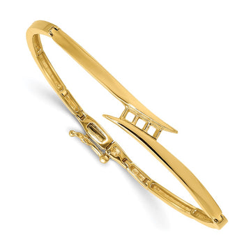 14k Complete 3-Stone 1/4 carat A Diamond Hinged Bangle Bracelet