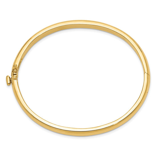 14k 5.6mm Polished Solid Hinged Oval Bangle Bracelet