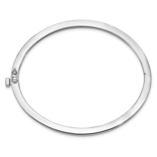 14k White Gold 2.5mm Polished Solid Hinged Oval Bangle Bracelet