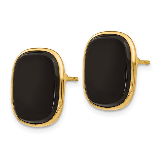 14k 17x15mm Black Onyx Post Earrings