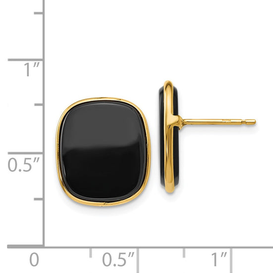 14k 17x15mm Black Onyx Post Earrings