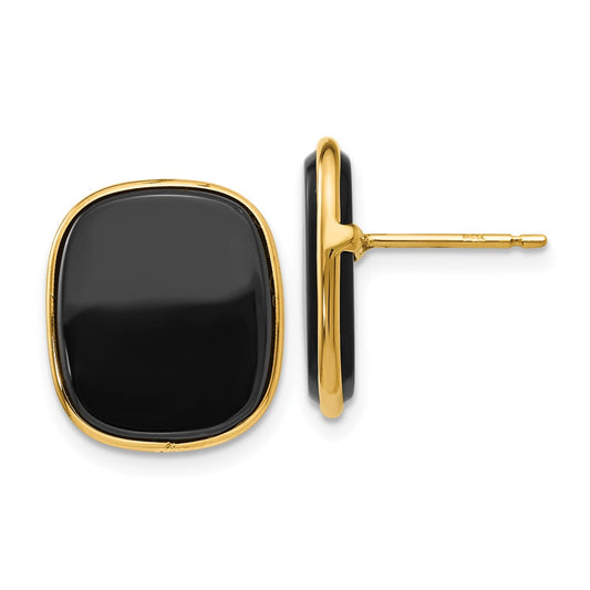 14k 17x15mm Black Onyx Post Earrings