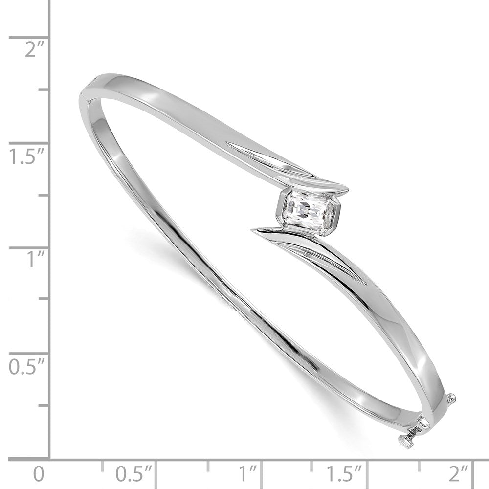 Gold Emerald-Cut Diamond Hinged Bangles