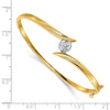14k Two-tone Complete 1/4 carat A Diamond Hinged Oval Bangle Bracelet