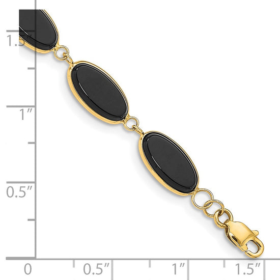 14k Polished 12x7mm Onyx 7.25 inch Bracelet