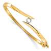 14k Two-tone Holds 1/4 carat 4.0mm Round Stone Hinged Oval Bangle Bracelet Mounting