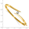 14k Two-tone Complete 1/4 carat AA Diamond Hinged Oval Bangle Bracelet