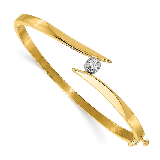 Gold Diamond Solitaire Hinged Bangles