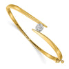 14k Two-tone Complete 1/3 carat A Diamond Hinged Oval Bangle Bracelet