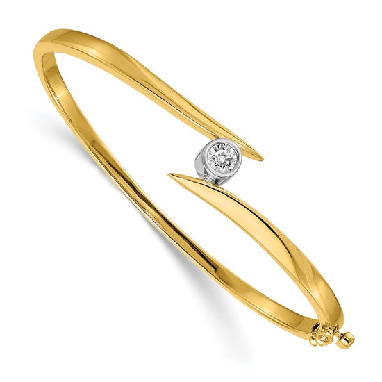 Gold Diamond Solitaire Hinged Bangles