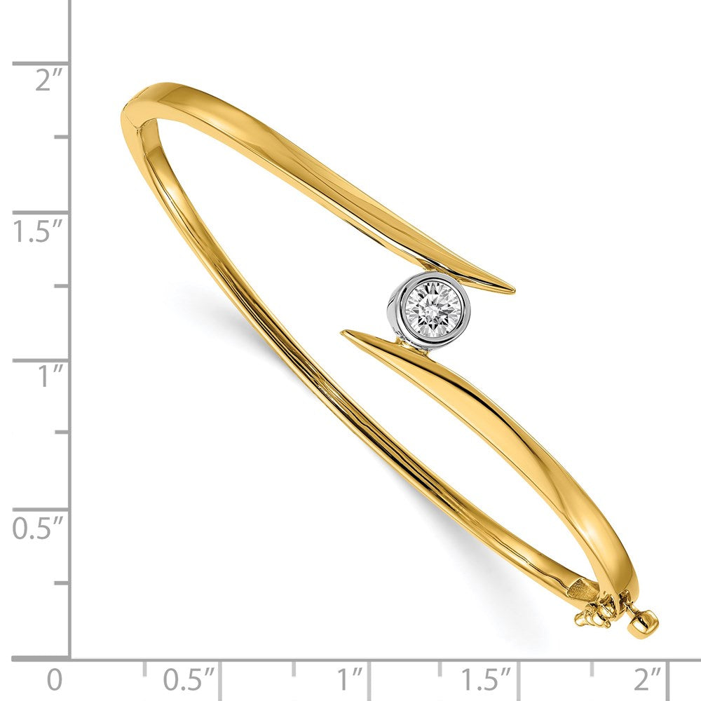 14k Two-tone Complete 1/2 carat A Diamond Hinged Oval Bangle Bracelet