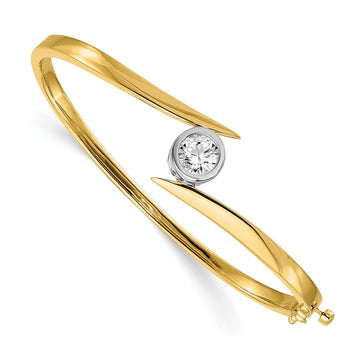 14k Two-Tone Yellow and White Gold 1 carat Lab Grown Diamond VS/SI+ G+ Complete Bangle Bracelet