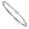 14k White Gold Complete 3-Stone 1/8 carat A Diamond Hinged Oval Bangle Bracelet