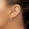14k White Gold 6x4 Pear Bezel January/Garnet Leverback Earrings