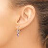 14k White Gold 6x4 Pear Bezel February/Amethyst Leverback Earrings