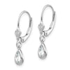14k White Gold 6x4 Pear Bezel April/White Topaz Leverback Earrings