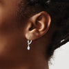 14k White Gold 6x4 Pear Bezel April/White Topaz Leverback Earrings