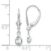 14k White Gold 6x4 Pear Bezel April/White Topaz Leverback Earrings