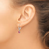 14k White Gold 6x4 Pear Bezel July/Ruby Leverback Earrings