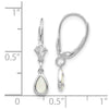 14k White Gold 6x4 Pear Bezel October/Opal Leverback Earrings