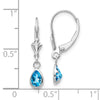14k White Gold 6x4 Pear Bezel December/Blue Topaz Leverback Earrings