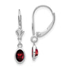 14k White Gold 6x4 Oval Bezel January/Garnet Leverback Earrings