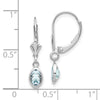 14k White Gold 6x4 Oval Bezel March/Aquamarine Leverback Earrings