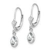14k White Gold 6x4 Oval Bezel April/White Topaz Leverback Earrings
