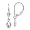 14k White Gold 6x4 Oval Bezel April/White Topaz Leverback Earrings