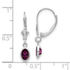 14k White Gold 6x4 Oval Bezel June/Rhodolite Garnet Leverback Earrings
