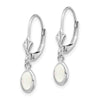 14k White Gold 6x4 Oval Bezel October/Opal Leverback Earrings