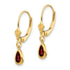 14k 6x4mm Pear Bezel January/Garnet Leverback Earrings