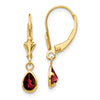 14k 6x4mm Pear Bezel January/Garnet Leverback Earrings