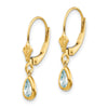14k 6x4mm Pear Bezel March/Aquamarine Leverback Earrings