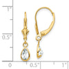 14k 6x4mm Pear Bezel April/White Topaz Leverback Earrings