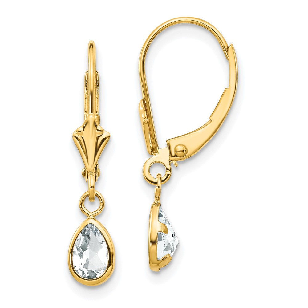 Leverback Birthstone Earrings Bezel Setting
