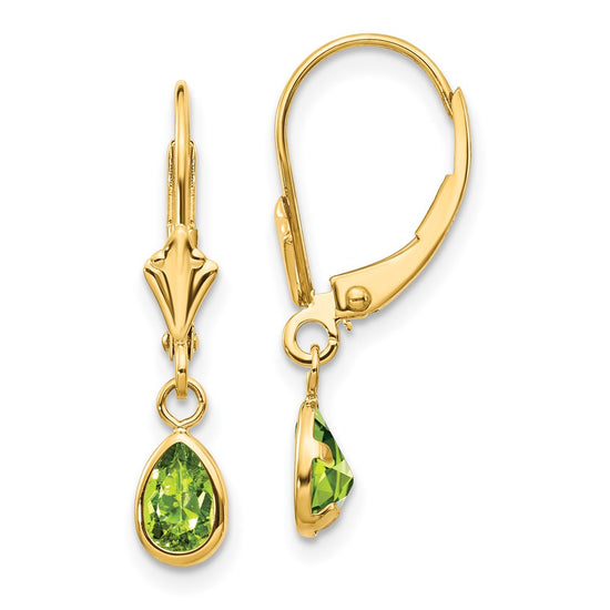 Leverback Birthstone Earrings Bezel Setting