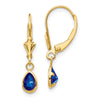 14k 6x4mm Pear Bezel September/Sapphire Leverback Earrings