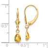 14k 6x4mm Pear Bezel November/Citrine Leverback Earrings