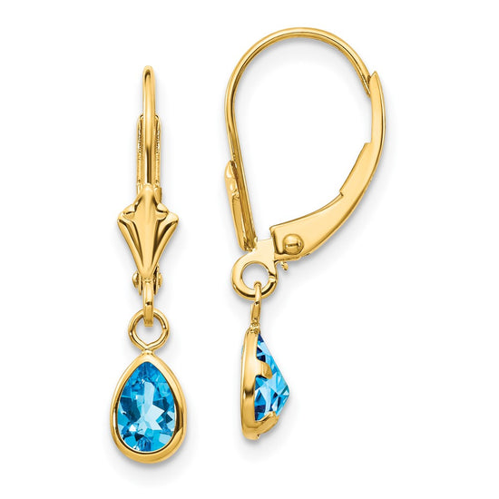 Leverback Birthstone Earrings Bezel Setting