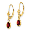 14k 6x4 Oval Bezel January/Garnet Leverback Earrings