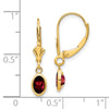 14k 6x4 Oval Bezel January/Garnet Leverback Earrings