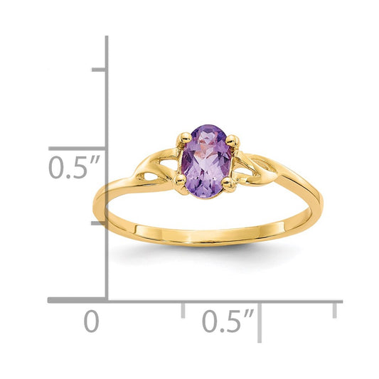 14k 6x4 Oval Amethyst Birthstone Ring