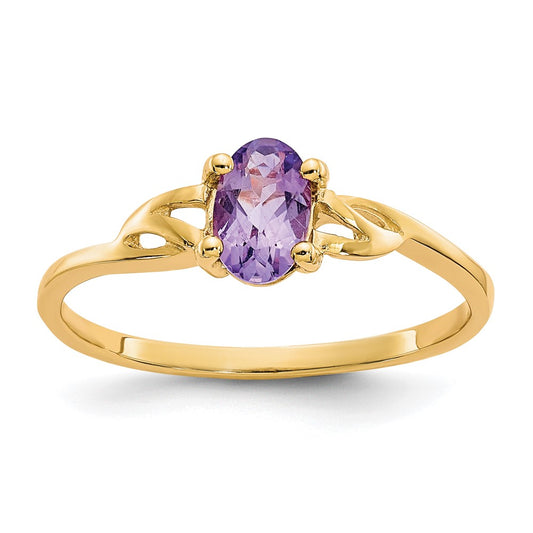 14k 6x4 Oval Amethyst Birthstone Ring