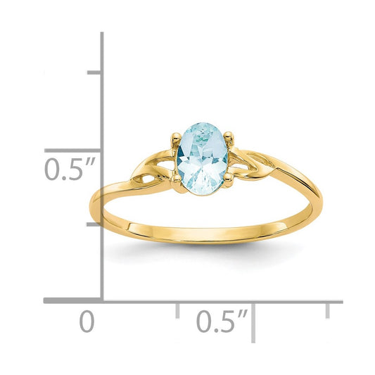 14k 6x4 Oval Aquamarine Birthstone Ring
