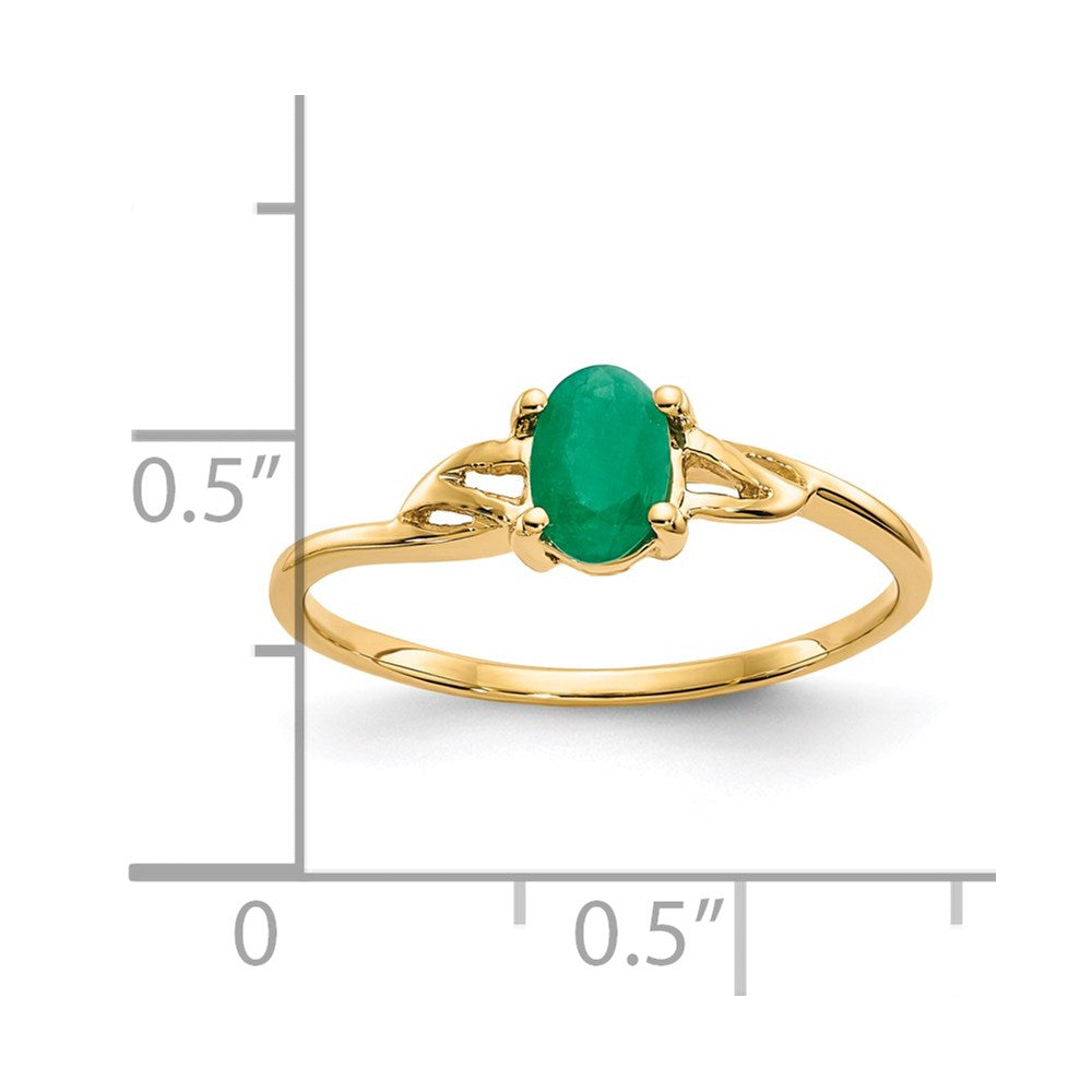 14k 6x4 Oval Emerald Birthstone Ring