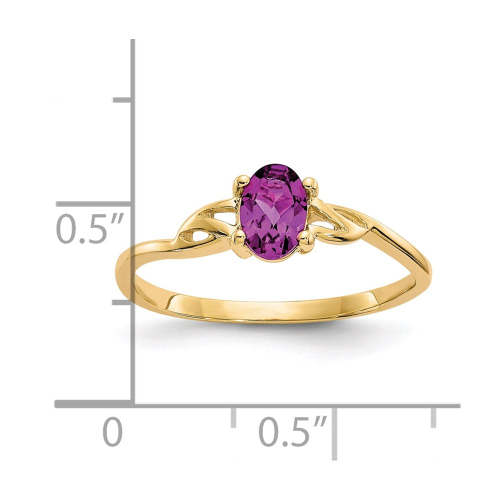 14k 6x4 Oval Rhodolite Garnet Birthstone Ring