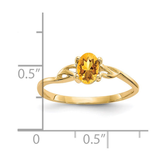 14k 6x4 Oval Citrine Birthstone Ring