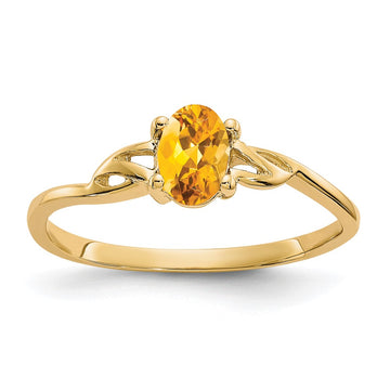14k 6x4 Oval Citrine Birthstone Ring