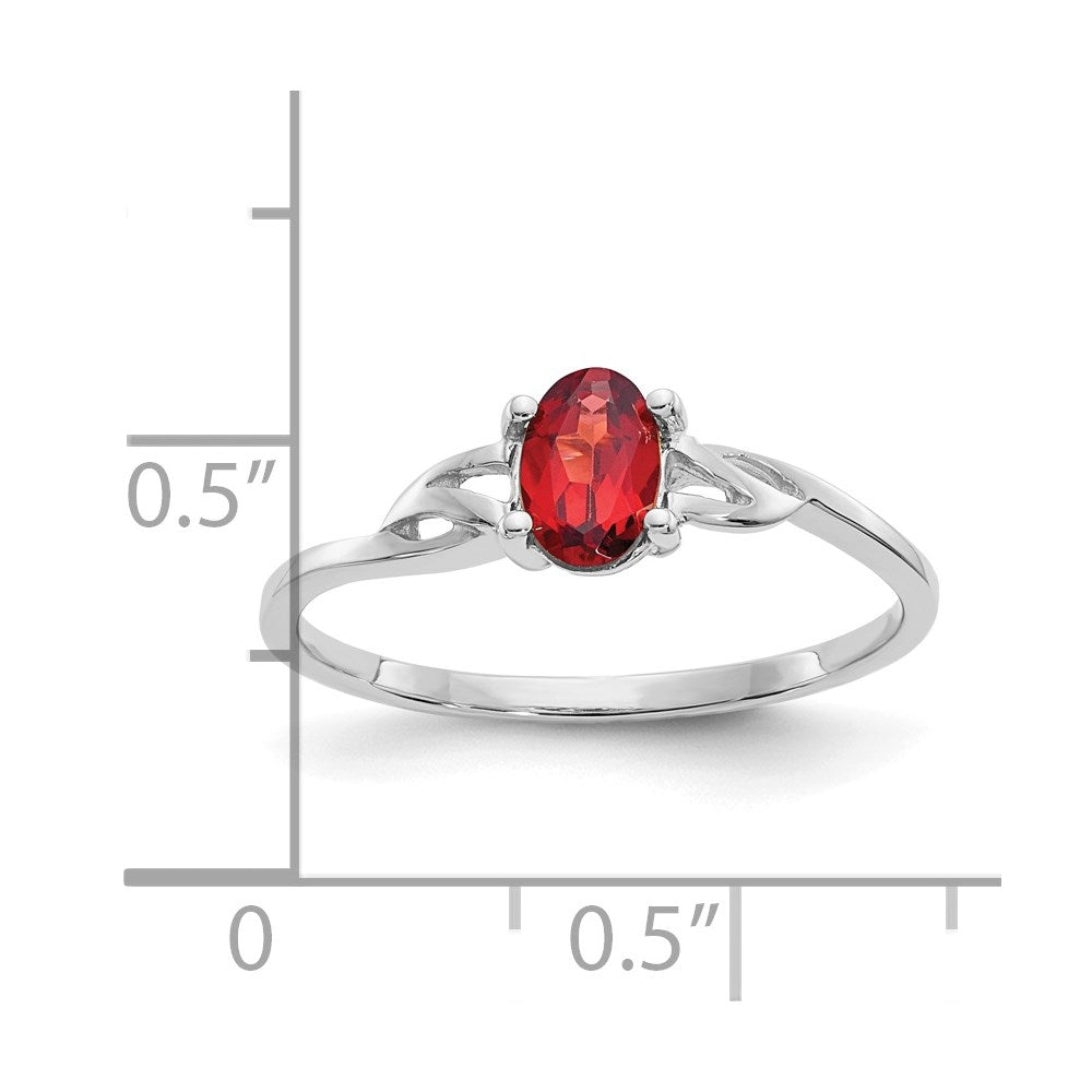 14k White Gold 6x4 Oval Garnet Birthstone Ring